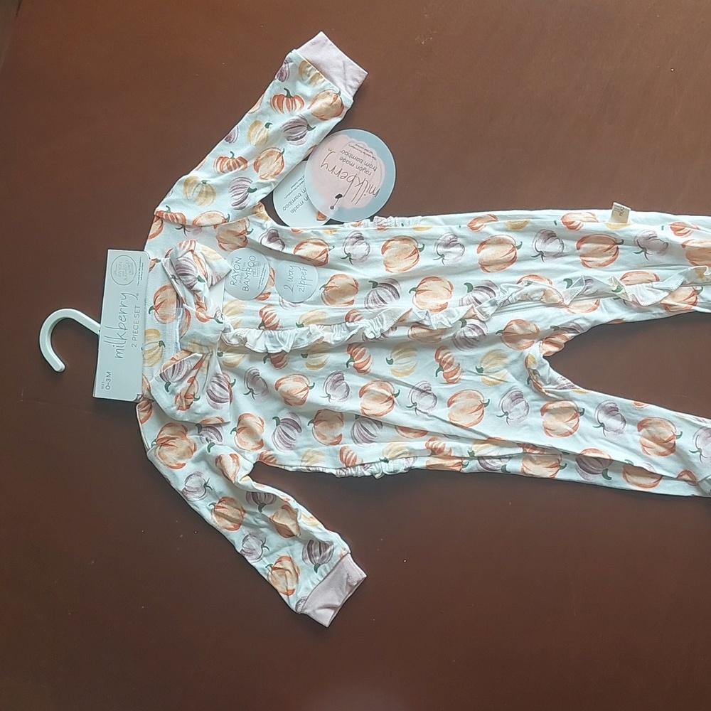 Milkberry Baby Girl Bamboo Pumpkin Fall Sleeper Footie 0-3 3-6 6-9 months